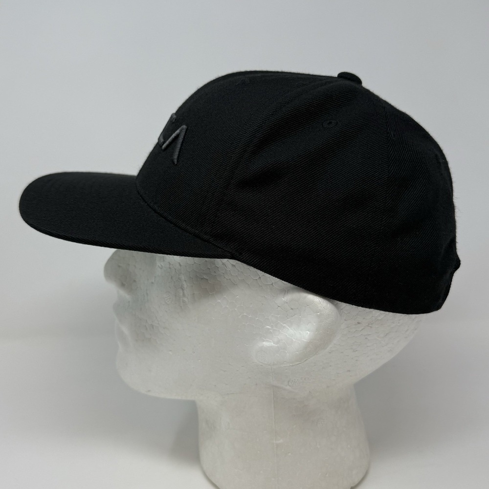 RVCA Snapback Hat Adjustable Flat Bill Mid‎ Fit Acrylic Wool Surfer Cap Black - Picture 3 of 9
